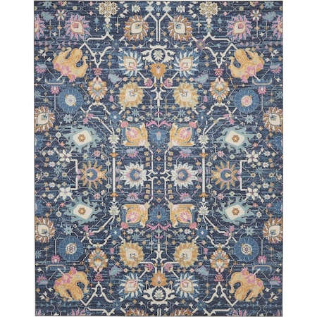 Homeroots 8 x 10 ft. Navy Blue Floral Buds Area Rug 385239